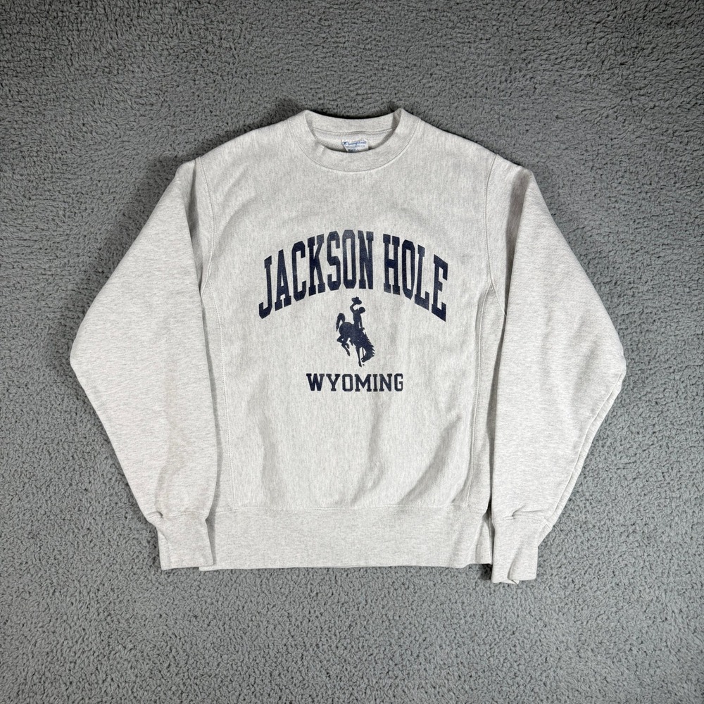 Jackson Hole Wyoming Crewneck Size Small Champion Reverse Weave Sweatshirt Gray